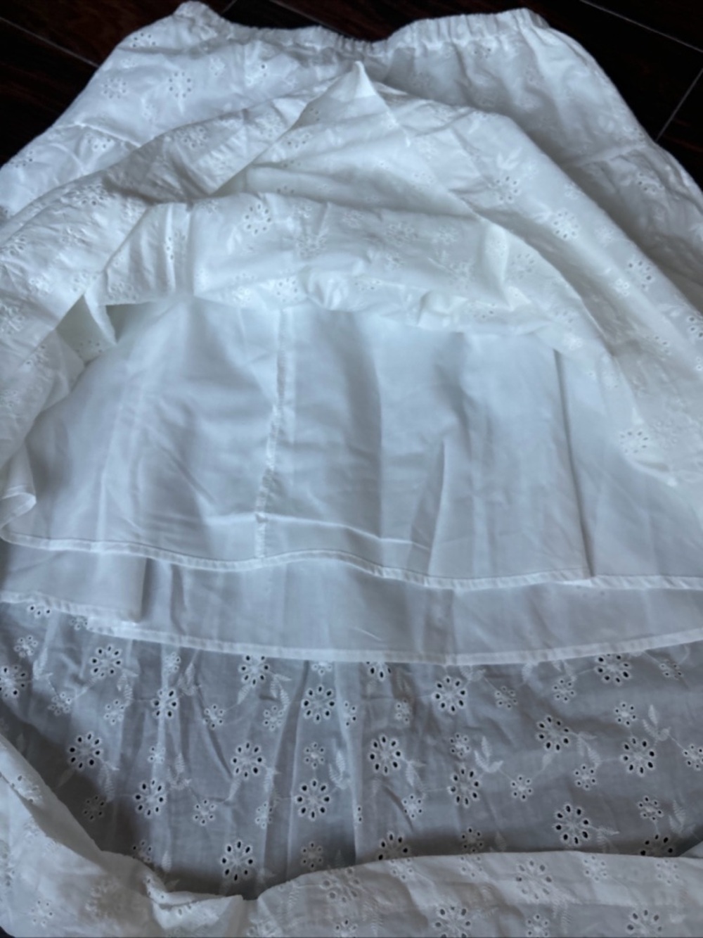 Women’s White Eyelete A-Line Maxi Skirt - Picture 5 of 6